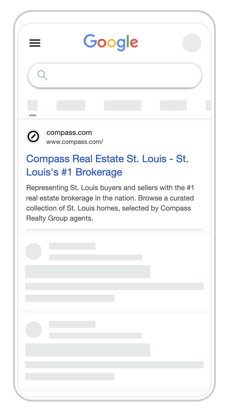 Top Compass St. Louis search ad as it appeared on Google